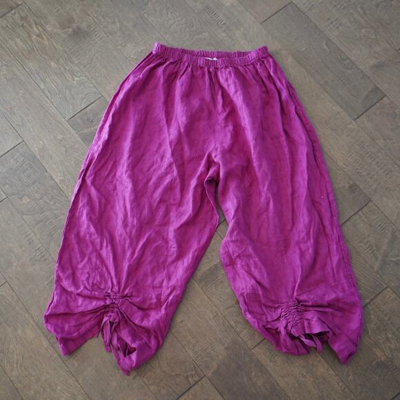 Bryn Walker Elastic Waistband Cinched Hem Linen Pants Pink Womens Size 1X - Picture 1 of 8